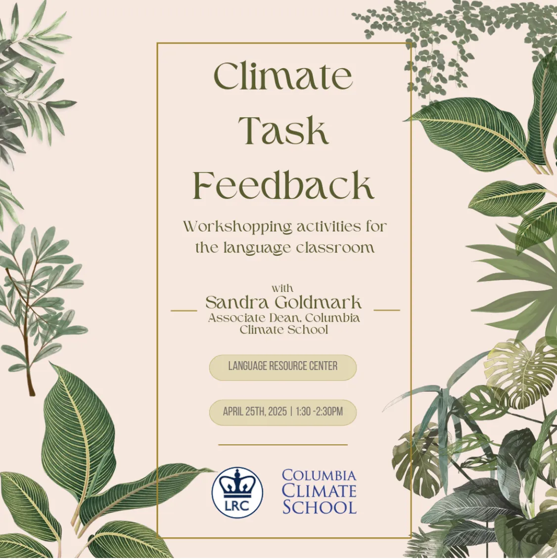 A flyer announcing the workshop "Climate Task Feedback"