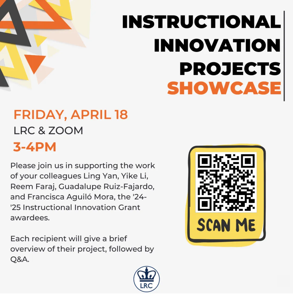 A flyer announcing the workshop "Instructional Innovation Projects Showcase"