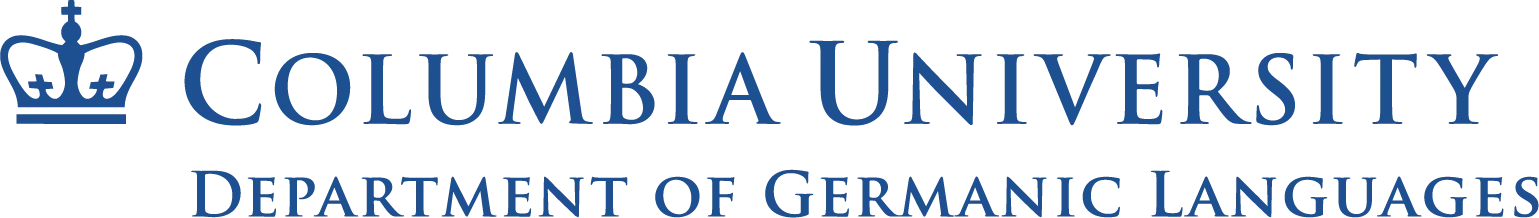 The logo of the Germanic Languages department at Columbia, which has the Columbia crown and reads "Columbia University Department of Germanic Languages"