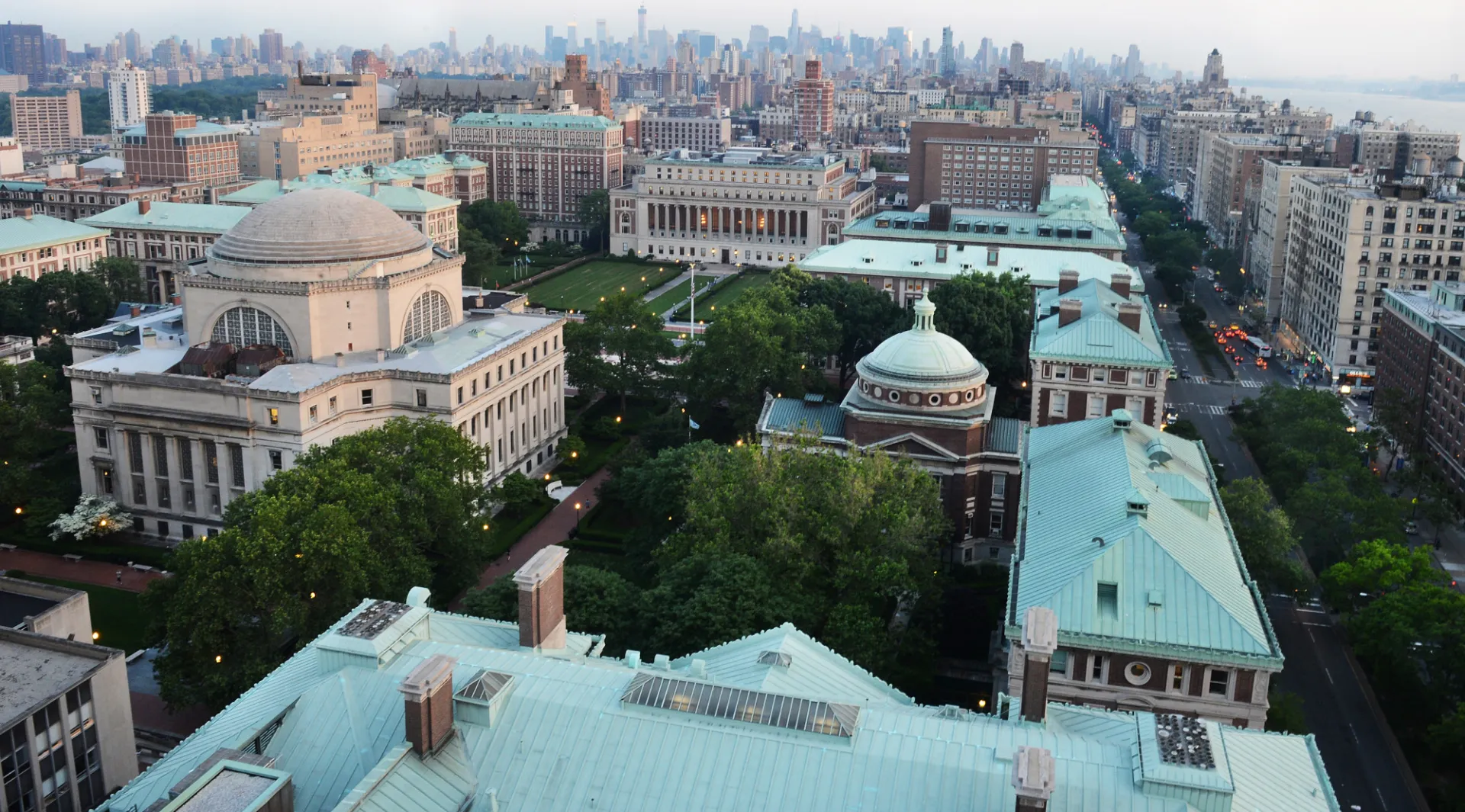 An aerial photo of Morningside Campus, shot from the northwest.