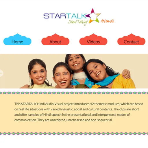 Landing page image of the Hindi Startalk website, hosted by the LRC, which depicts four people smiling.