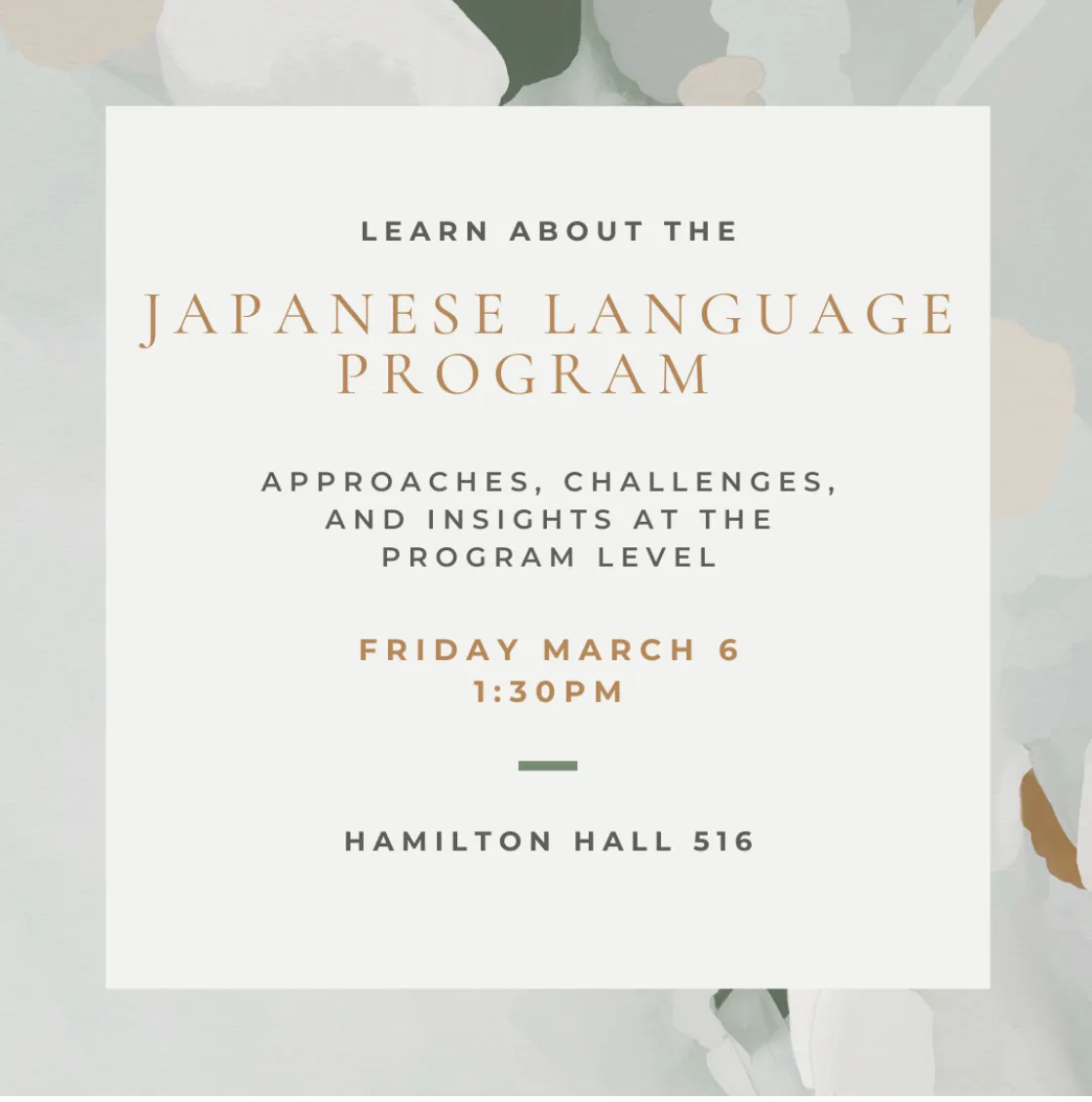 A flyer announcing the workshop "Japanese Language Program Presentation"